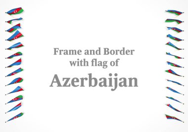 Çerçeve ve Azerbaycan bayrağı ile sınır. 3D çizim