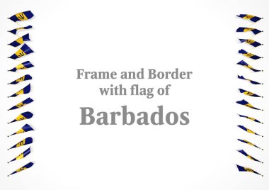 Çerçeve ve Barbados bayrağı ile sınır. 3D çizim