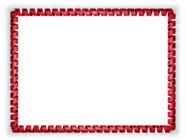 Cadre et bordure du ruban avec le drapeau albanais. Illustration 3d — Photo