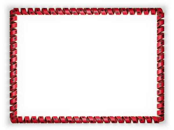 Πλαίσιο και στα σύνορα της κορδέλας με την σημαία της Αλβανίας, μπορντούρα από το χρυσό σκοινί. 3D απεικόνιση — Φωτογραφία Αρχείου