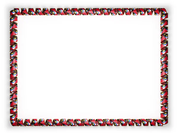 框架和安提瓜和巴布达国旗，从金绳磨边丝带系的边界。3d 图 — 图库照片