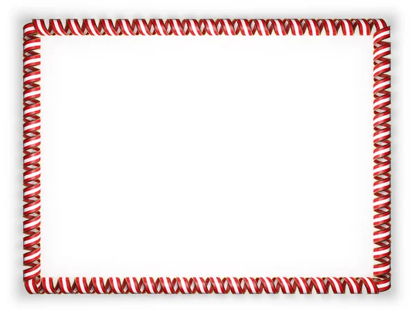 Πλαίσιο και στα σύνορα της κορδέλας με την σημαία της Αυστρίας, μπορντούρα από το χρυσό σκοινί. 3D απεικόνιση — Φωτογραφία Αρχείου
