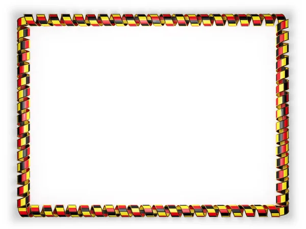 框架和丝带系比利时国旗，从金绳磨边的边框。3d 图 — 图库照片