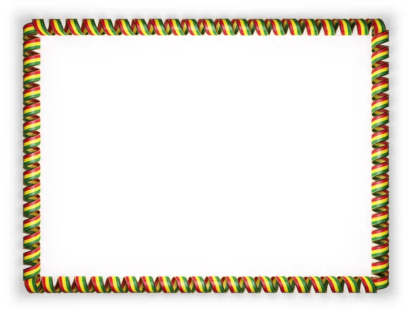 框架和玻利维亚国旗，从金绳磨边丝带系的边界。3d 图 — 图库照片