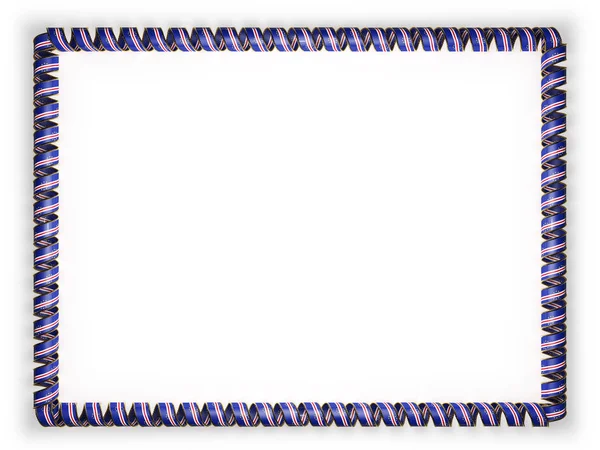 框架和佛得角国旗，从金绳磨边丝带系的边界。3d 图 — 图库照片