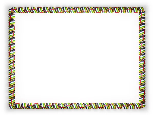 框架和中非共和国国旗，从金绳磨边丝带系的边界。3d 图 — 图库照片