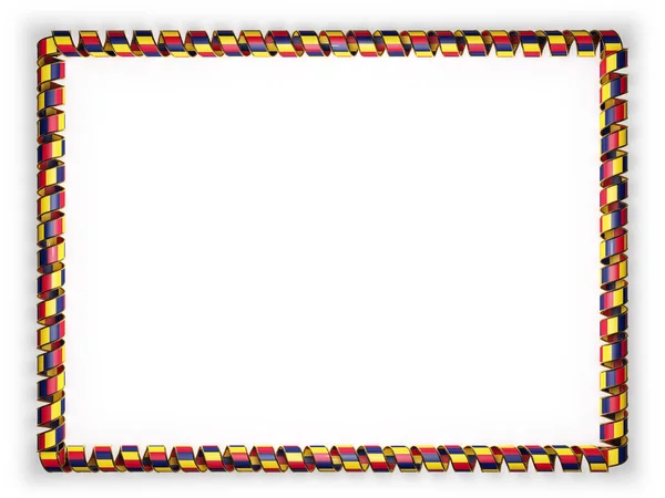 框架和乍得国旗，从金绳磨边丝带系的边界。3d 图 — 图库照片