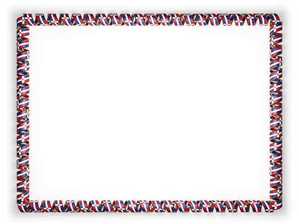 Frame en de rand van lint met de vlag van de Dominicaanse Republiek, rand van het gouden waxkoord. 3D illustratie — Stockfoto