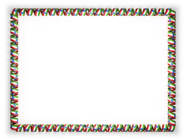 框架和赤道几内亚国旗，从金绳磨边丝带系的边界。3d 图 — 图库照片