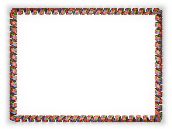 Frame and border of ribbon with the Eritrea flag, edging from the golden rope. 3d illustration — Stock Photo, Image