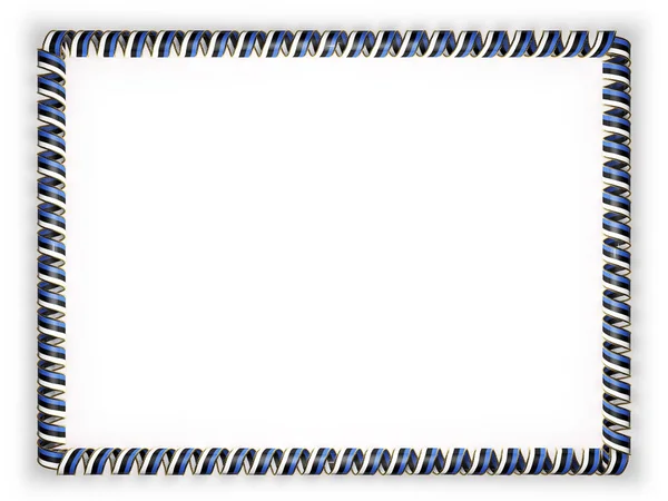 框架和爱沙尼亚国旗，从金绳磨边丝带系的边界。3d 图 — 图库照片