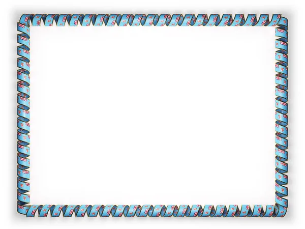 框架和斐济国旗，从金绳磨边丝带系的边界。3d 图 — 图库照片