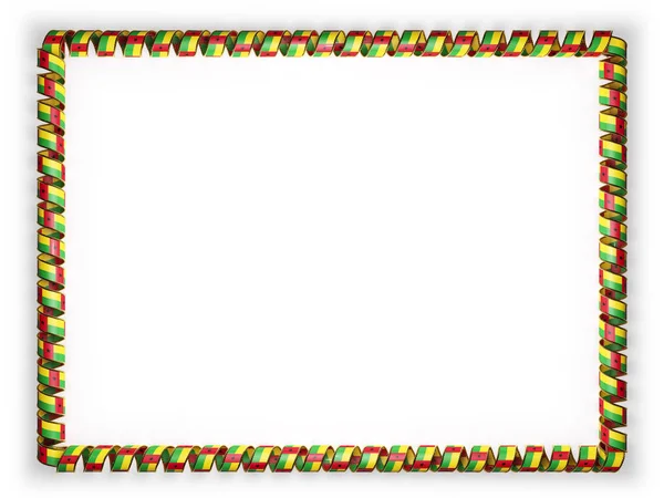 框架和几内亚比绍国旗，从金绳磨边丝带系的边界。3d 图 — 图库照片