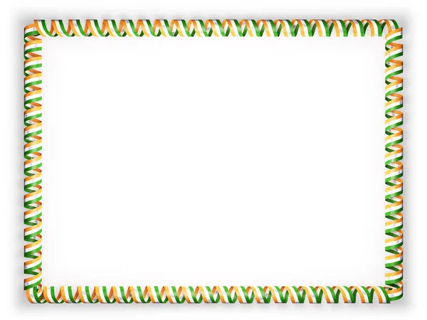 框架和印度国旗丝带系的边界。3d 图 — 图库照片