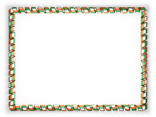 框架和丝带系爱尔兰国旗，从金绳磨边的边框。3d 图 — 图库照片