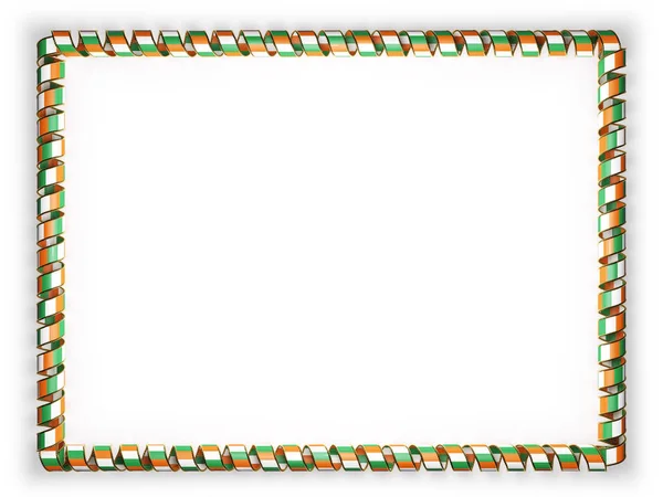 框架和象牙海岸国旗，从金绳磨边丝带系的边界。3d 图 — 图库照片