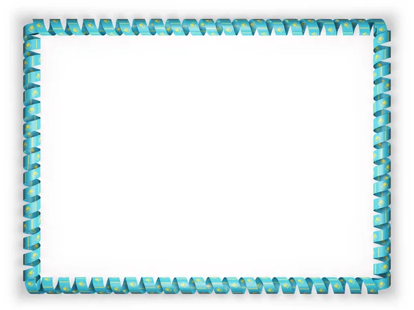 Frame en de rand van lint met de vlag van Kazachstan. 3D illustratie — Stockfoto