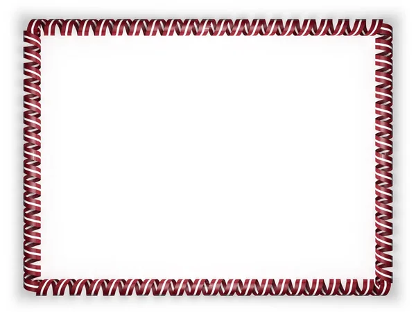 Cadre et bordure du ruban avec le drapeau letton. Illustration 3d — Photo