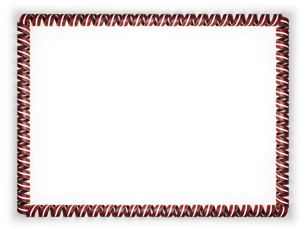 Πλαίσιο και στα σύνορα της κορδέλας με τη σημαία της Λεττονίας, μπορντούρα από το χρυσό σκοινί. 3D απεικόνιση — Φωτογραφία Αρχείου
