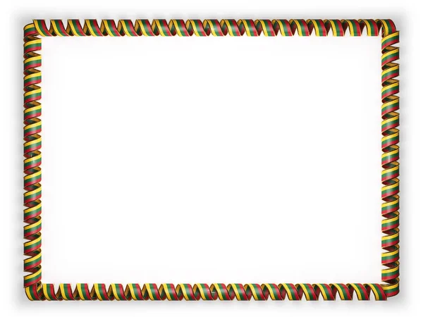 框架和立陶宛国旗，从金绳磨边丝带系的边界。3d 图 — 图库照片