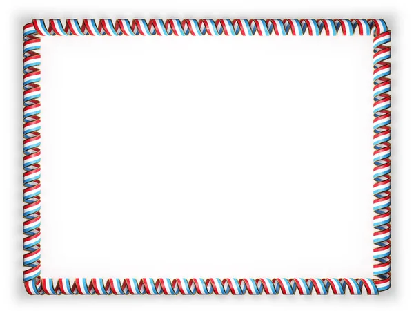 框架和卢森堡国旗，从金绳磨边丝带系的边界。3d 图 — 图库照片