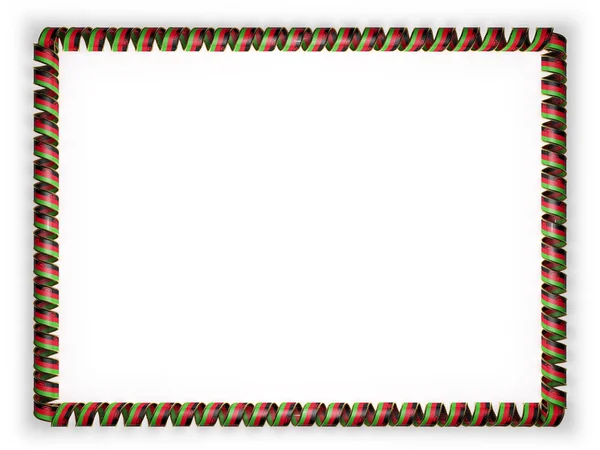 Frame en de rand van lint met de vlag van Malawi, rand van het gouden waxkoord. 3D illustratie — Stockfoto