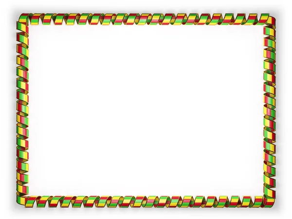 框架和马里国旗，从金绳磨边丝带系的边界。3d 图 — 图库照片