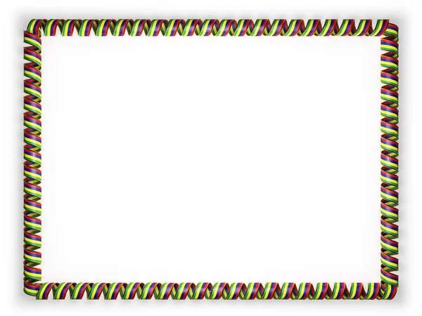 框架和毛里求斯国旗，从金绳磨边丝带系的边界。3d 图 — 图库照片