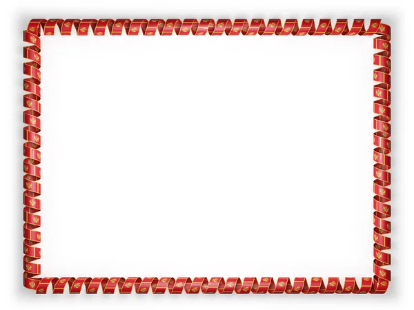 Cadre et bordure du ruban avec le drapeau du Monténégro. Illustration 3d — Photo