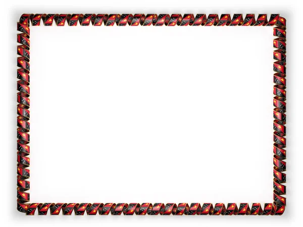 框架和丝带系 thepapua 新几内亚国旗，从金绳磨边的边框。3d 图 — 图库照片