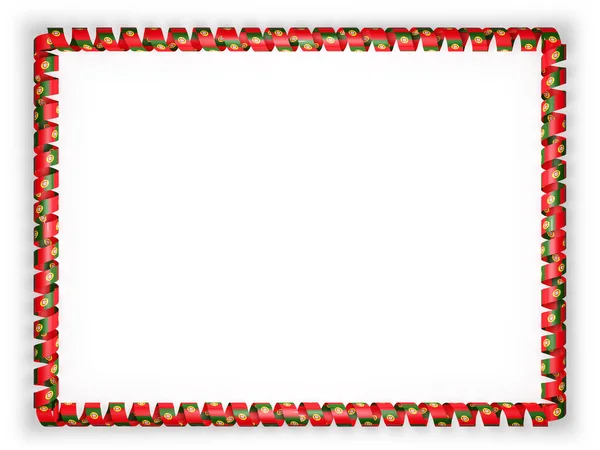 Cadre et bordure du ruban avec le drapeau du Portugal. Illustration 3d — Photo