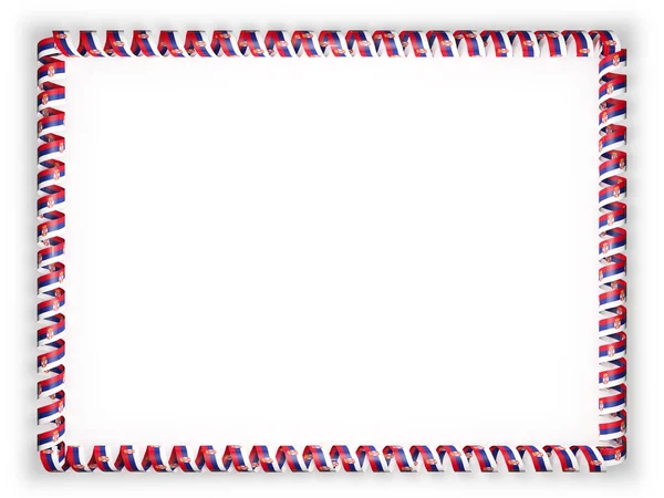 Frame en de rand van lint met de vlag van Servië. 3D illustratie — Stockfoto