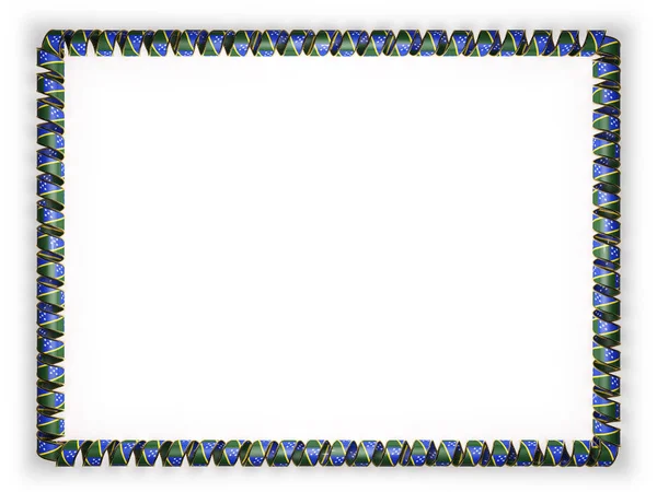 框架和所罗门群岛国旗，从金绳磨边丝带系的边界。3d 图 — 图库照片