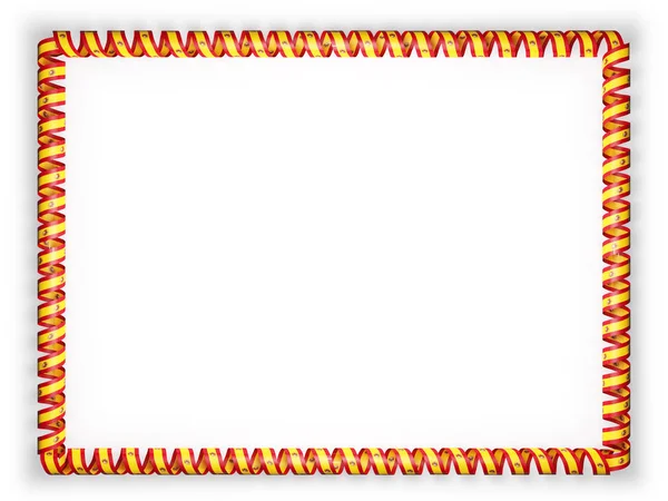 Cadre et bordure du ruban avec le drapeau d'Espagne. Illustration 3d — Photo