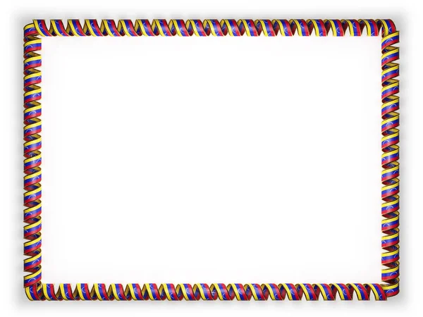 Moldura e borda de fita com a bandeira da Venezuela, afiando a partir da corda dourada. ilustração 3d — Fotografia de Stock