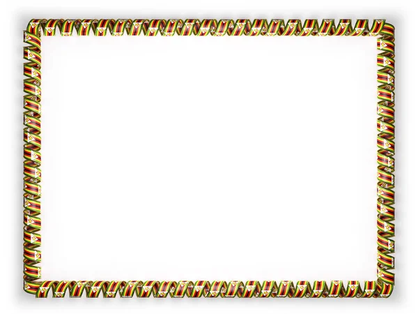 框架和津巴布韦国旗，从金绳磨边丝带系的边界。3d 图 — 图库照片