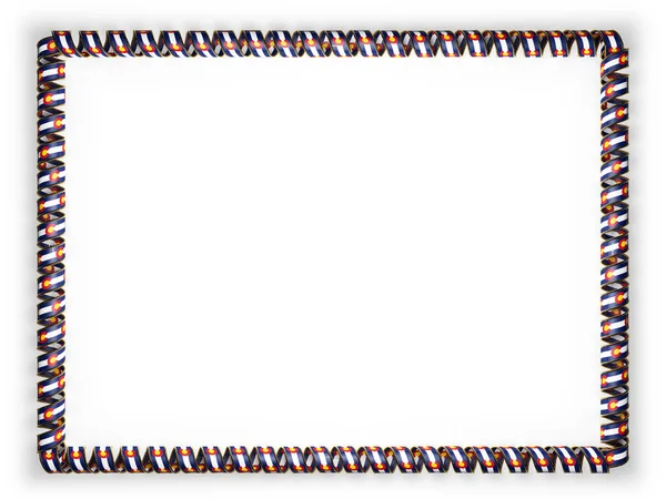 框架和丝带系州科罗拉多州旗，美国，从金绳磨边的边框。3d 图 — 图库照片