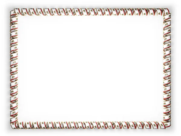 Рамка и граница ленты с штатом Калифорния, США, по краю золотой веревки. 3d иллюстрация — стоковое фото