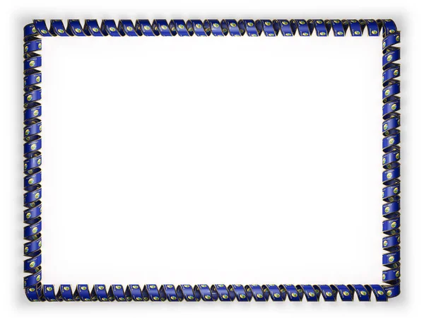 Çerçeve ve şerit altın ipten kenar devlet Montana bayrağı ABD, kenarlığını. 3D çizim