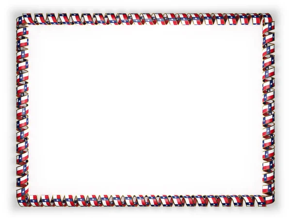 Πλαίσιο και στα σύνορα της κορδέλας με τη σημαία κράτους Τέξας, ΗΠΑ, της μπορντούρα από το χρυσό σκοινί. 3D απεικόνιση — Φωτογραφία Αρχείου
