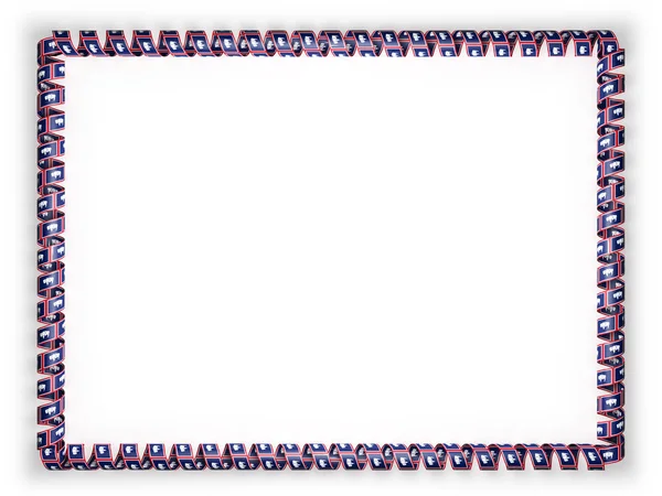 框架和丝带系州怀俄明州旗，美国的边境。3d 图 — 图库照片