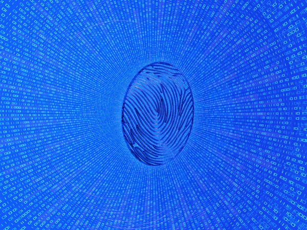 Cybersecurity. Fingerprint on a background of zeros and ones. 3d illustrations — Stock Photo, Image