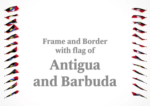 Çerçeve ve Antigua ve Barbuda bayrağı ile sınır. 3D çizim — Stok fotoğraf