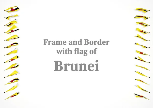 Çerçeve ve Brunei bayrağı ile sınır. 3D çizim — Stok fotoğraf