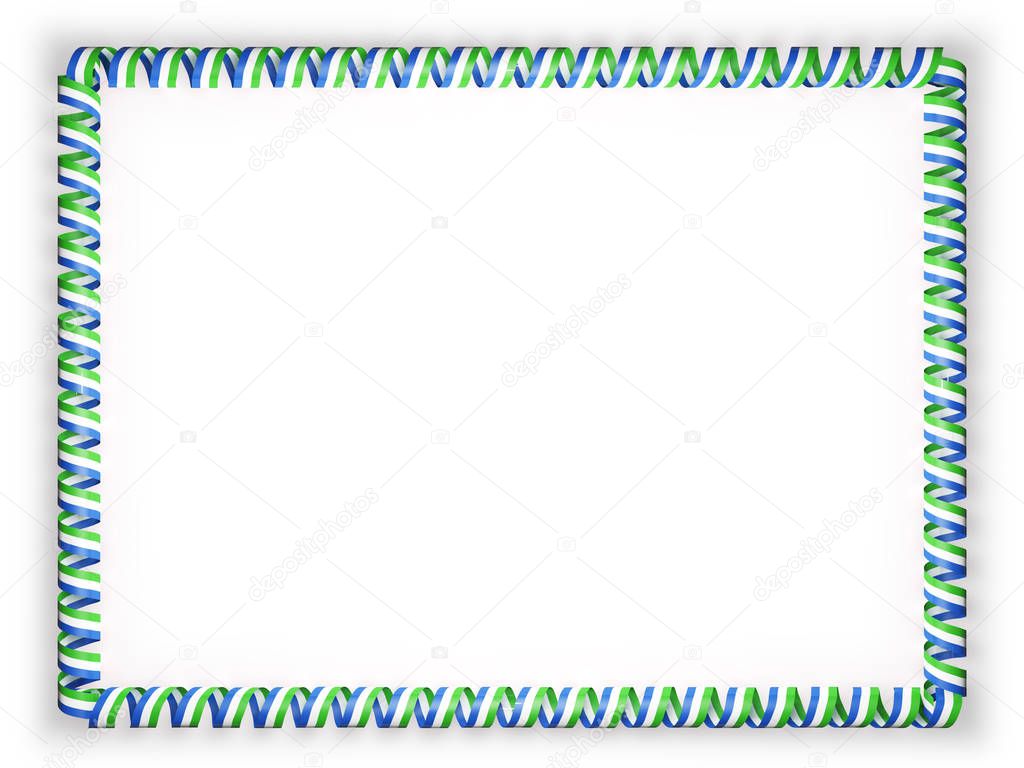 Frame and border of ribbon with the Sierra Leone flag. 3d illustration