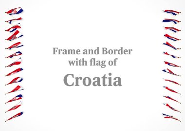 Çerçeve ve Hırvatistan bayrağı ile sınır. 3D çizim