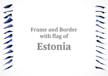 Çerçeve ve Estonya bayrağı ile sınır. 3D çizim