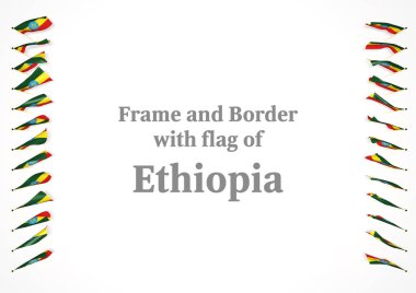 Çerçeve ve Etiyopya bayrağı ile sınır. 3D çizim