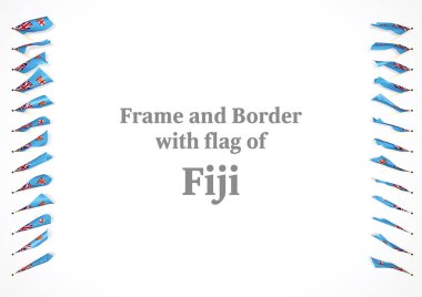 Çerçeve ve Fiji bayrağı ile sınır. 3D çizim