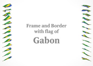 Çerçeve ve Gabon Cumhuriyeti bayrağı ile sınır. 3D çizim